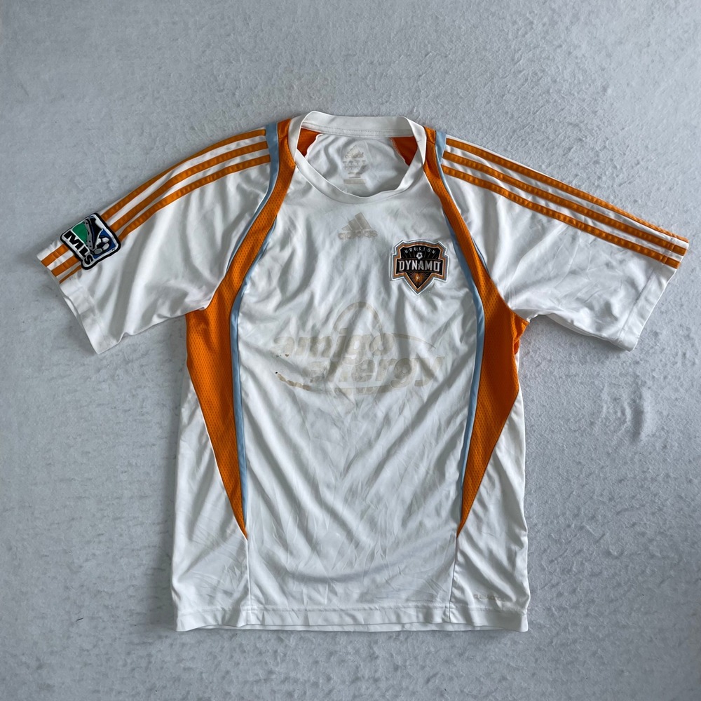 Adidas Houston Dynamo Soccer Jersey Mens Large‎ White Orange MLS Amigo Energy